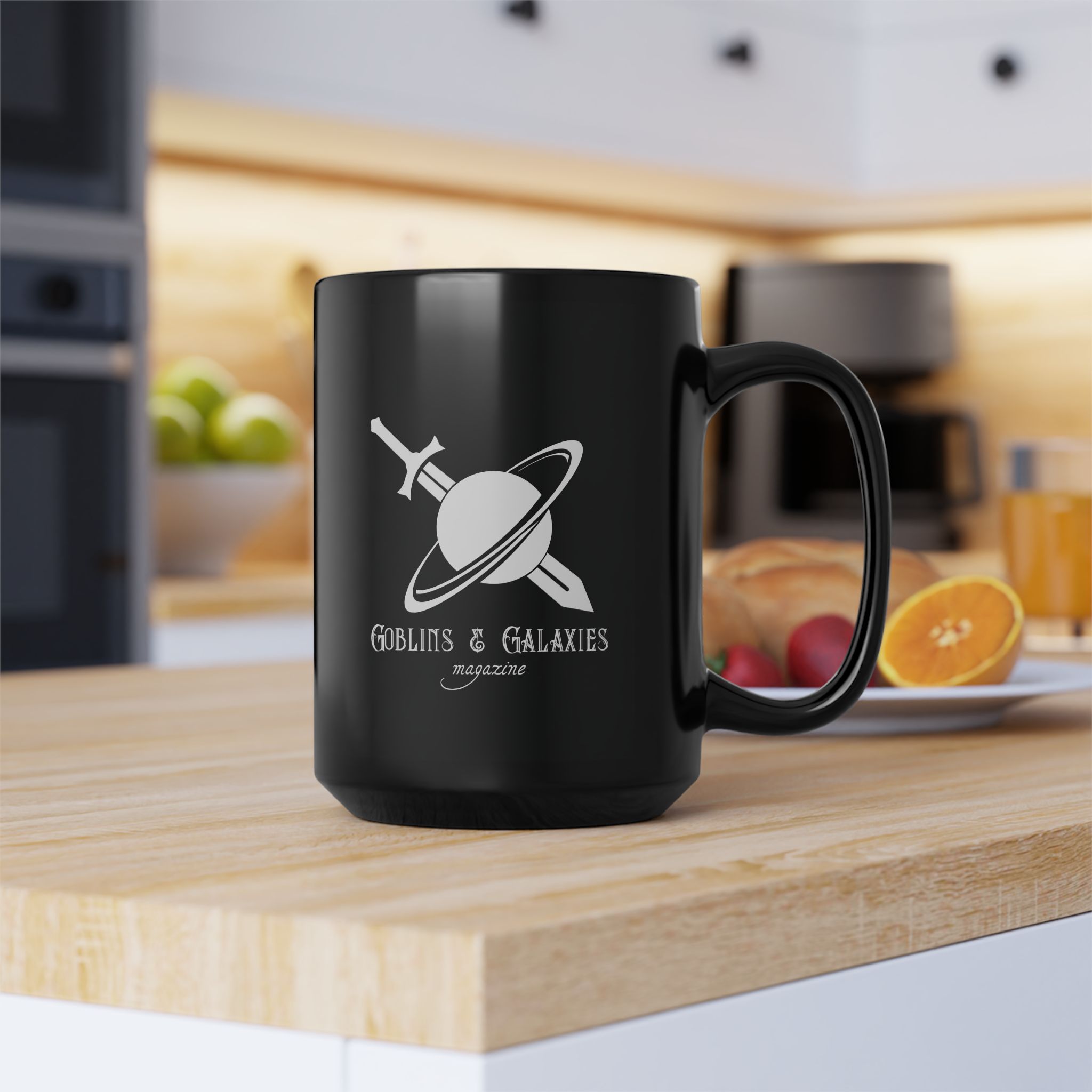 Goblins & Galaxies Black Ceramic Mug — 15oz